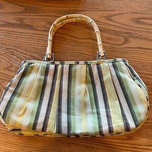 Green Striped Bamboo Handle Bag🌺